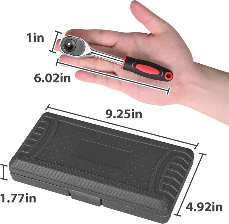 Egofine 46 Pieces 1/4 inch Drive Socket Ratchet Wrench Set, with Bit Socket Set Metric and Extension Bar for Auto Repairing and Household, with Black Storage Case - Image 4